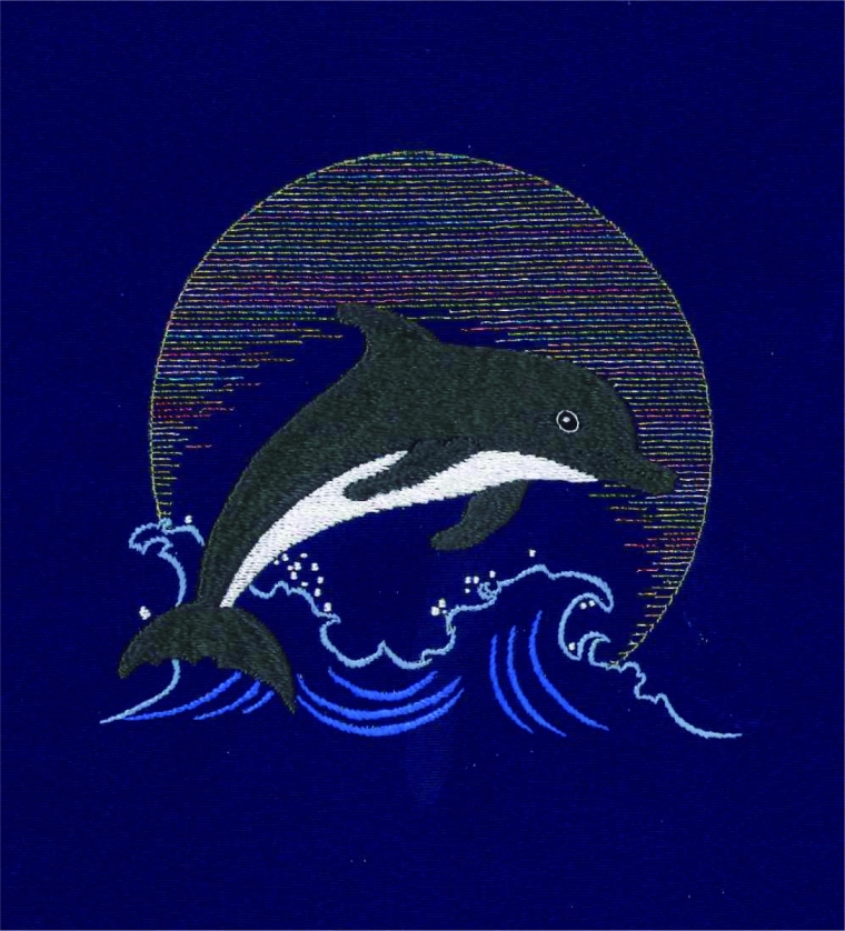 ミニ色紙 月夜に舞うイルカ1